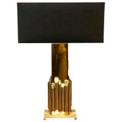 Solid Brass Table Lamp by Luciano Frigerio, Frigerio Desio, 1970s, Made in Italy