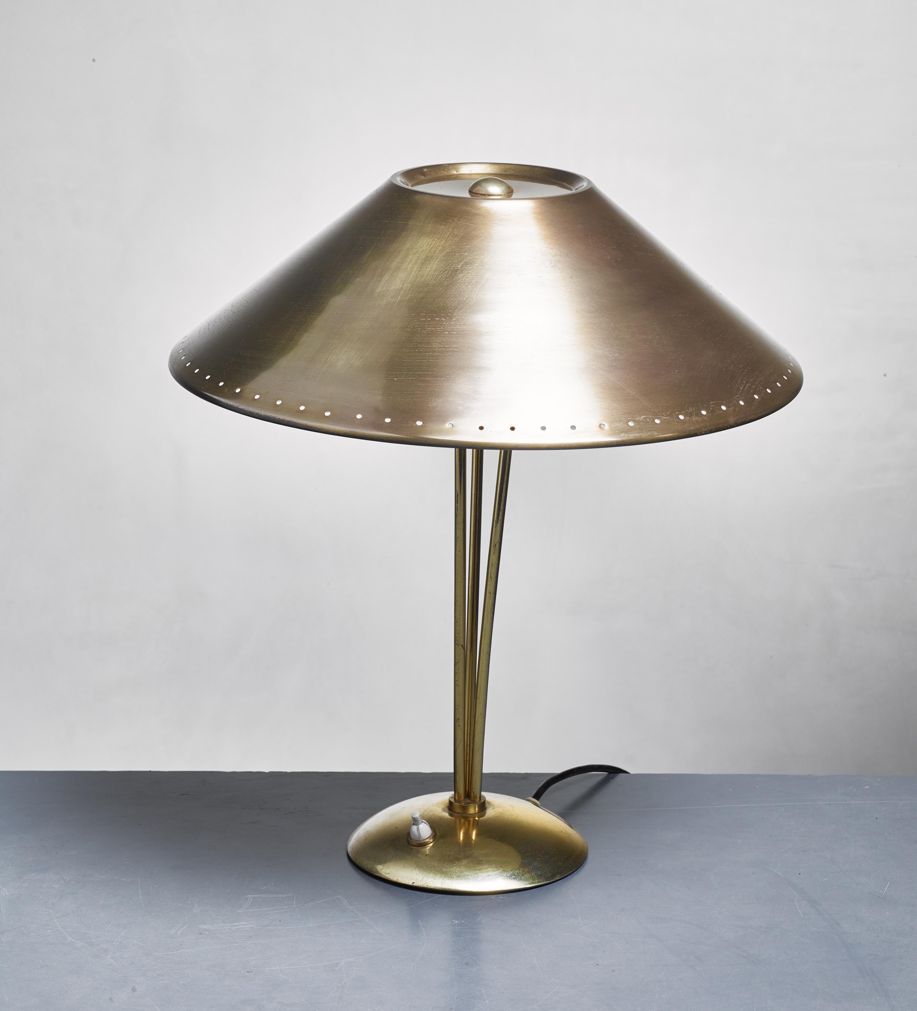 Austrian Solid Brass Table Lamp on a Tripod Stem, Austria For Sale