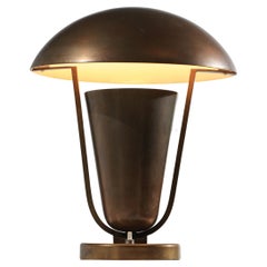 Table ou bureau en laiton massif  Lampe Art déco style Perzel moderniste français des années 30