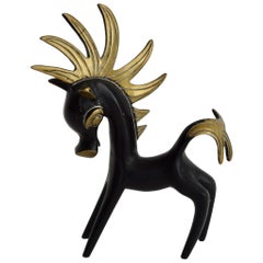 Solid Brass Taxco Stylized Horse Figurine, Walter Bosse Style