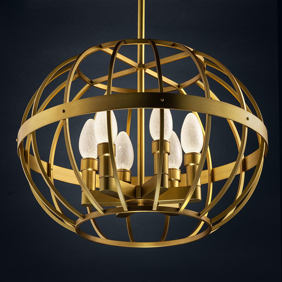 Art Déco Lampadario a sospensione per esterni Terra Prima in ottone massiccio di Elisterno in vendita