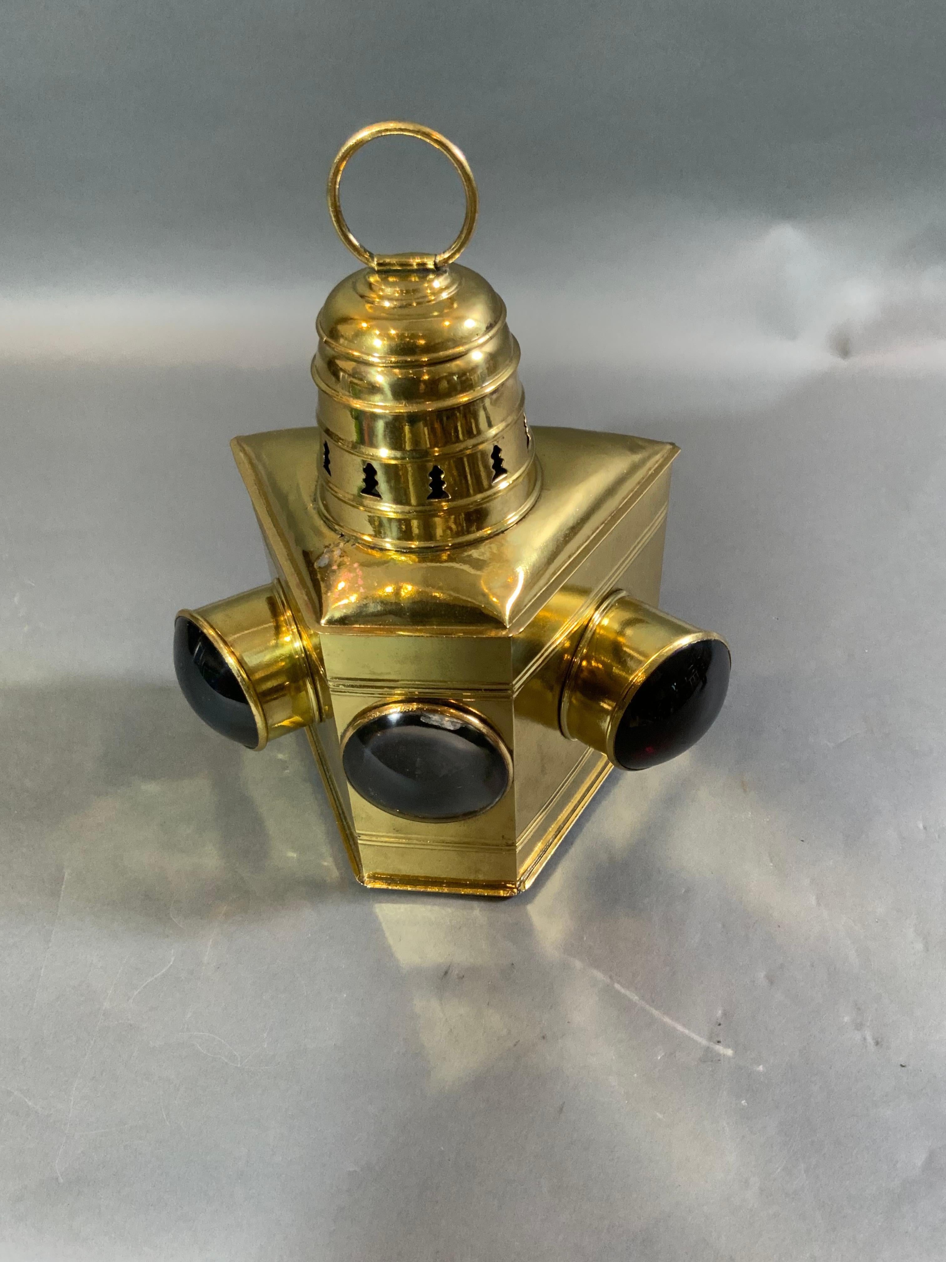 Solid Brass Three-Way Bow Lantern For Sale 9