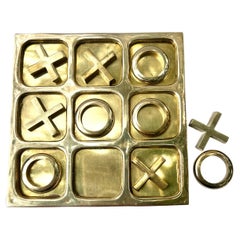 Tavola da Tic Tac in ottone massiccio con X e O in ottone