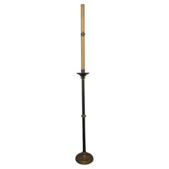 Solid Brass Torchere or Altar Candle Holder, Mid-20th Century