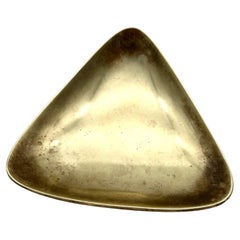 Solid Brass Triangular Ashtray, Made by Carl Aubock in the 1950s in Vienna