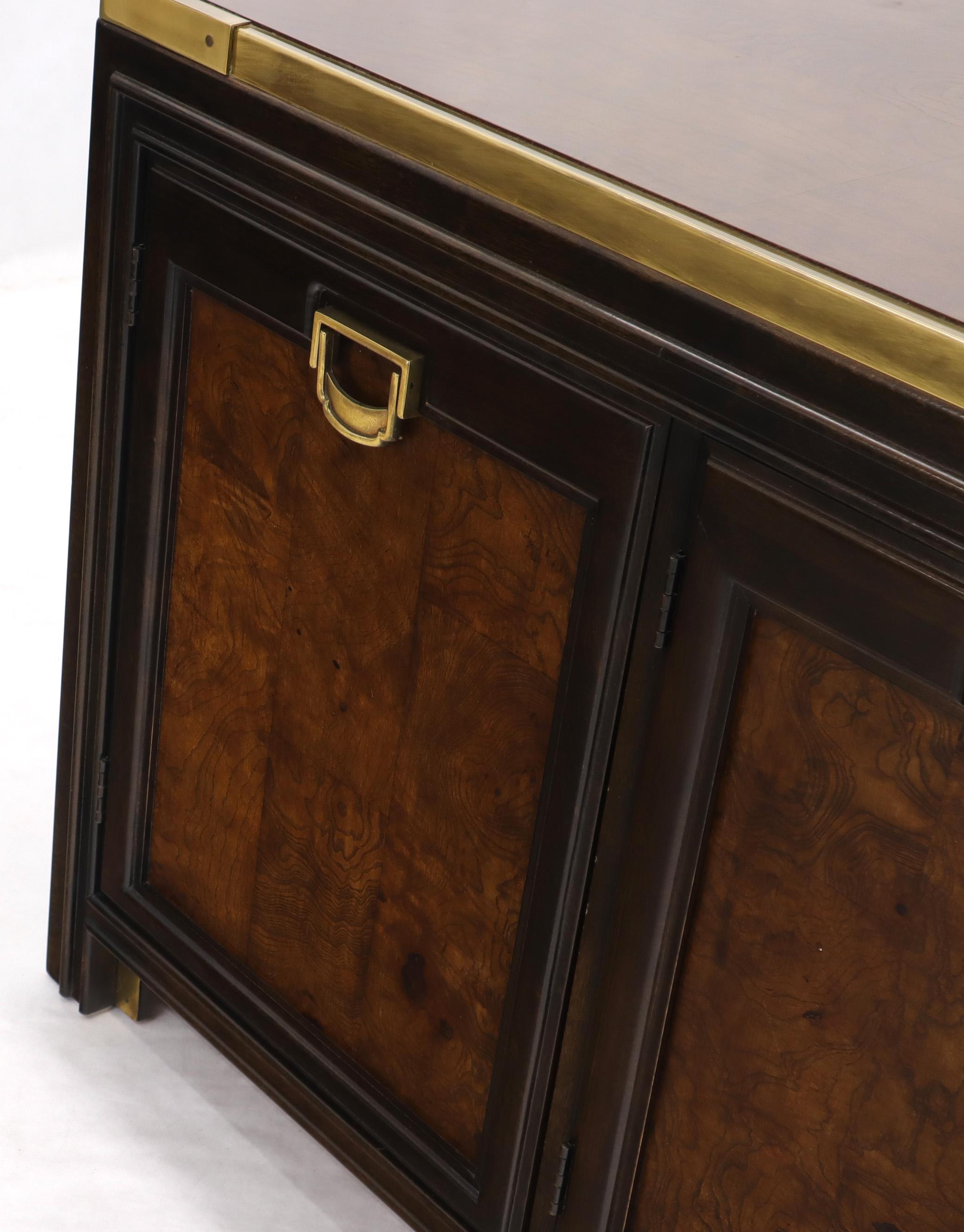 American Solid Brass Trim Burl Wood Credenza Server Cabinet Extra Long Dresser