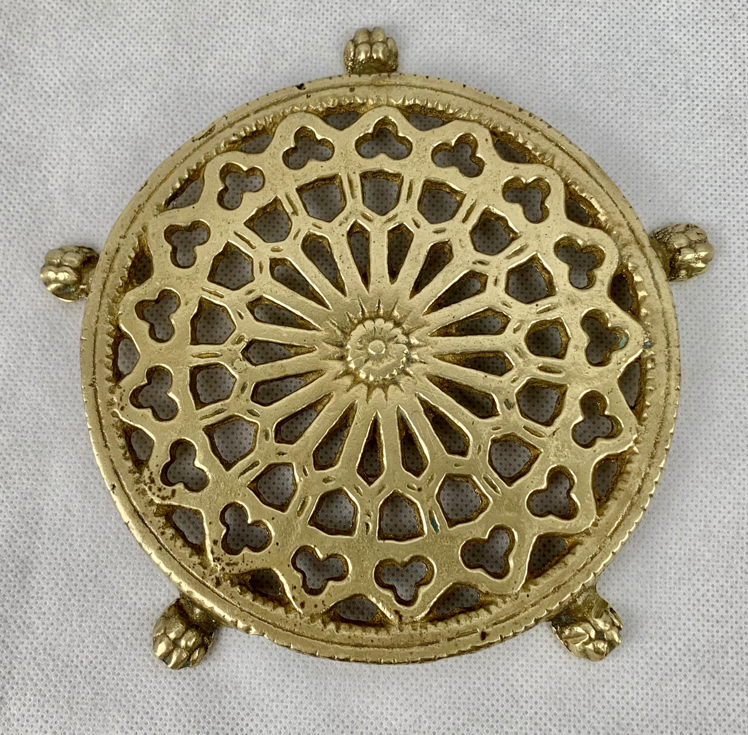 American Victorian Solid Brass Trivet with Lion's Paw Feet