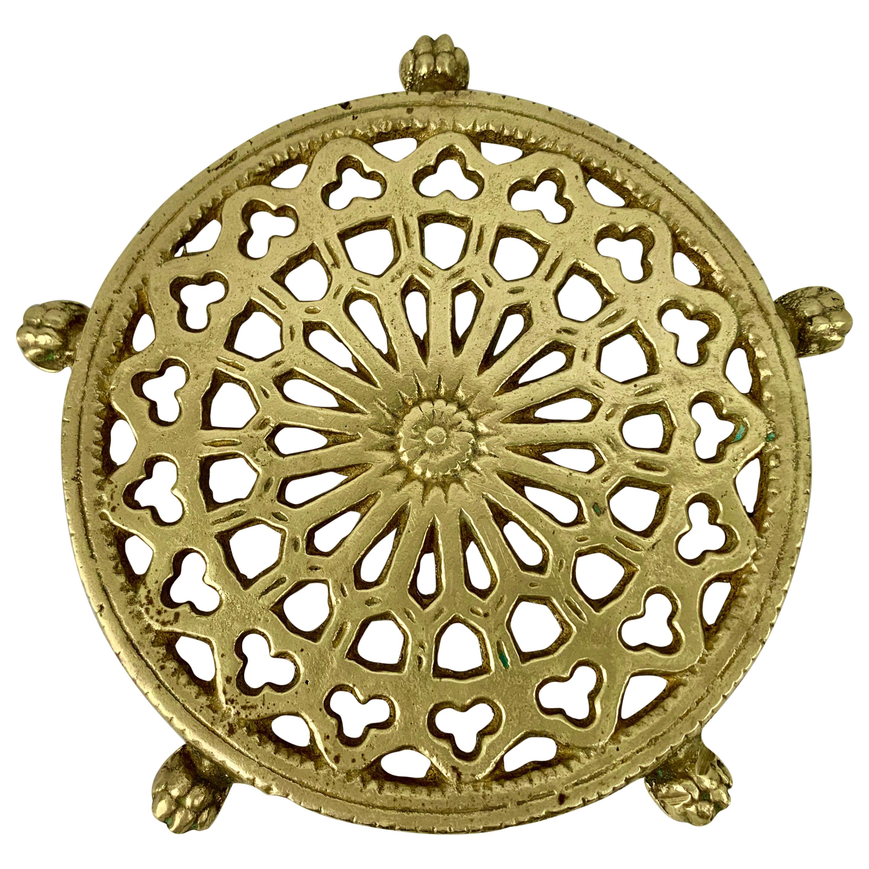 Victorian Solid Brass Trivet with Lion's Paw Feet