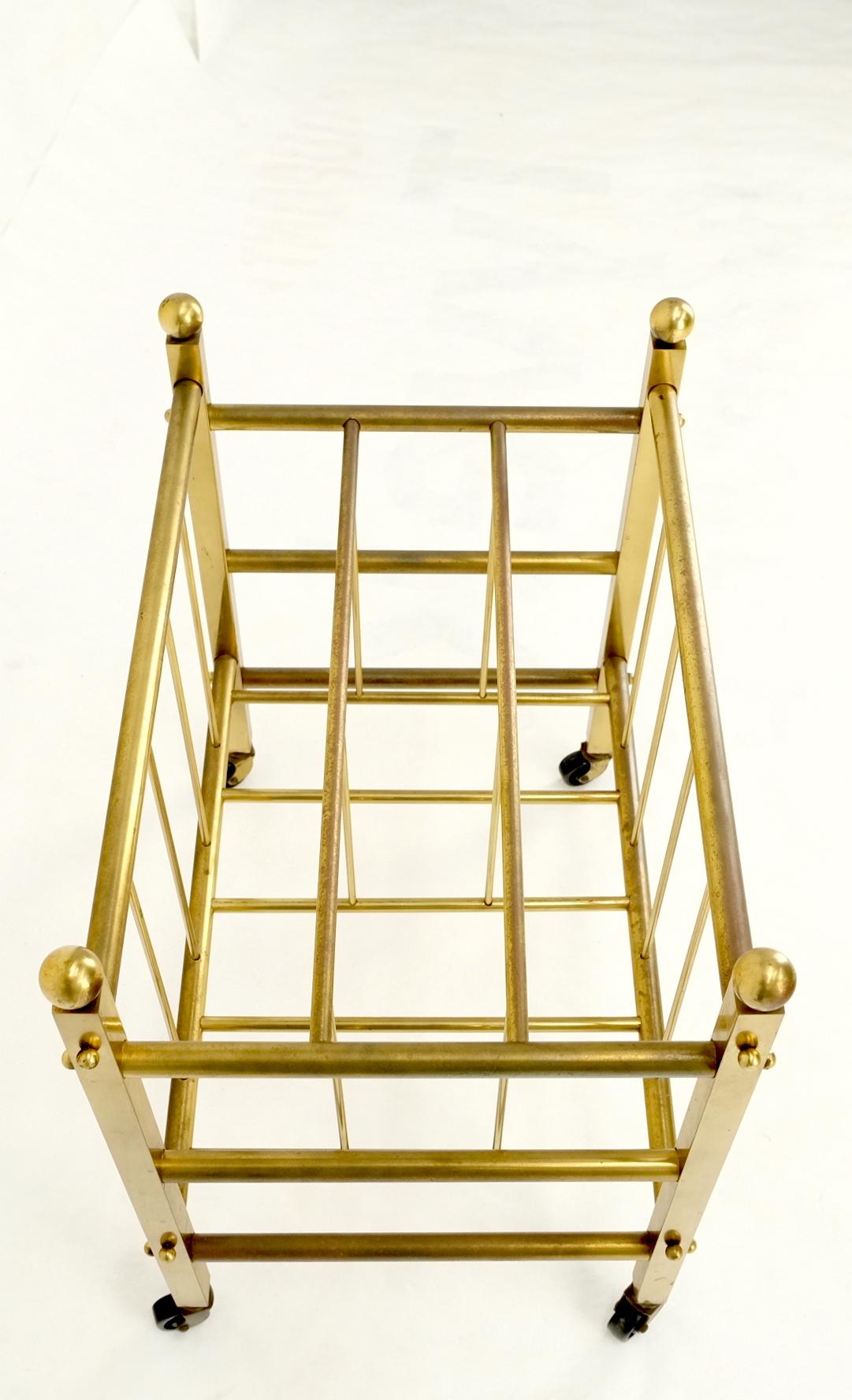 Solid Brass Tube Design Mid-Century Modern Magazine Stand on Casters For Sale 7