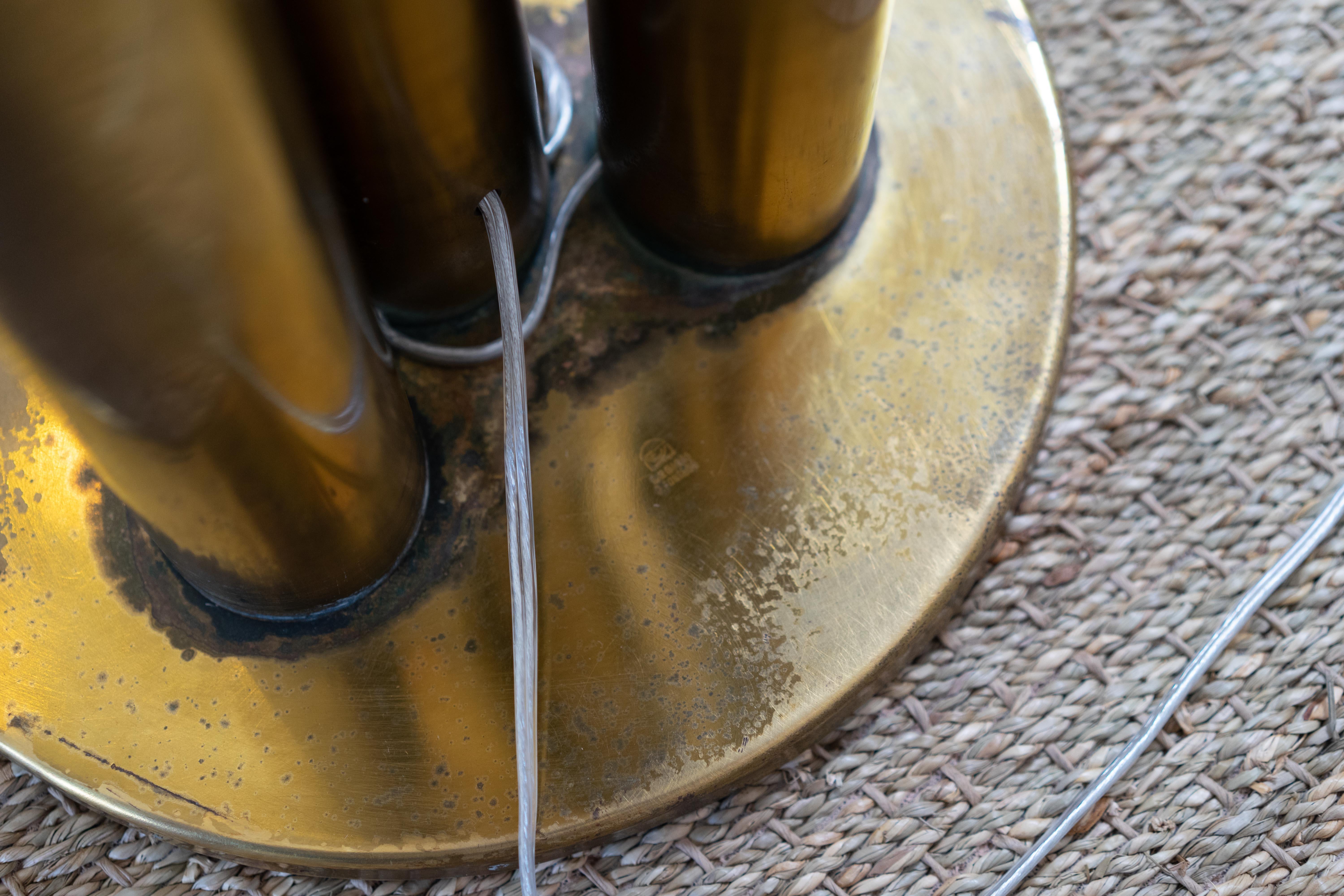 Italian Solid Brass Tube Floor Lamp Designed by R. Fontana, circa 1970 For Sale 5