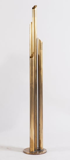 Italian Solid Brass Tube Floor Lamp Designed by R. Fontana, circa 1970