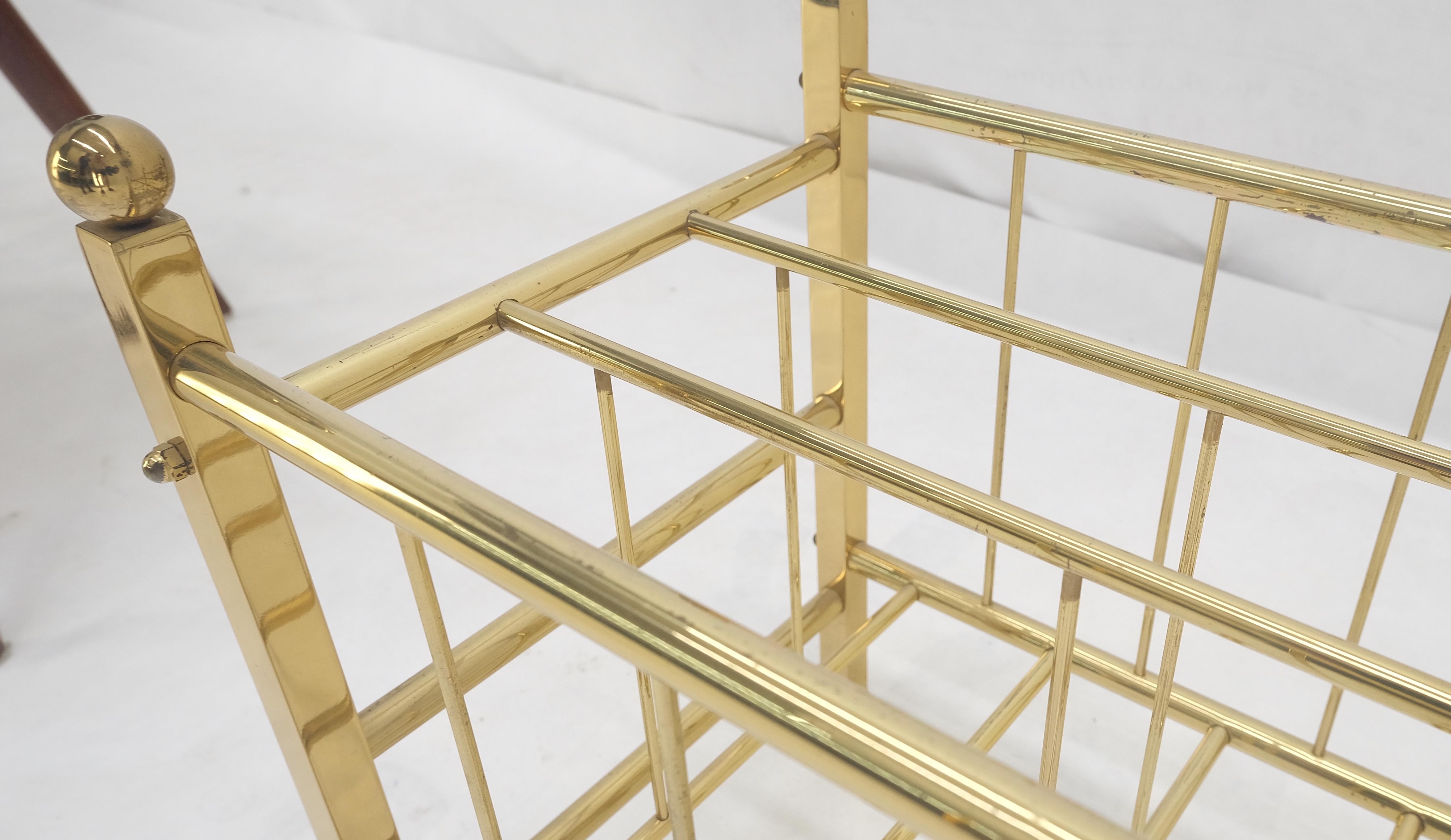Solid Brass Tube Vintage Mid Century Modern Caddy Magazine Rack Ball Finial MINT For Sale 7