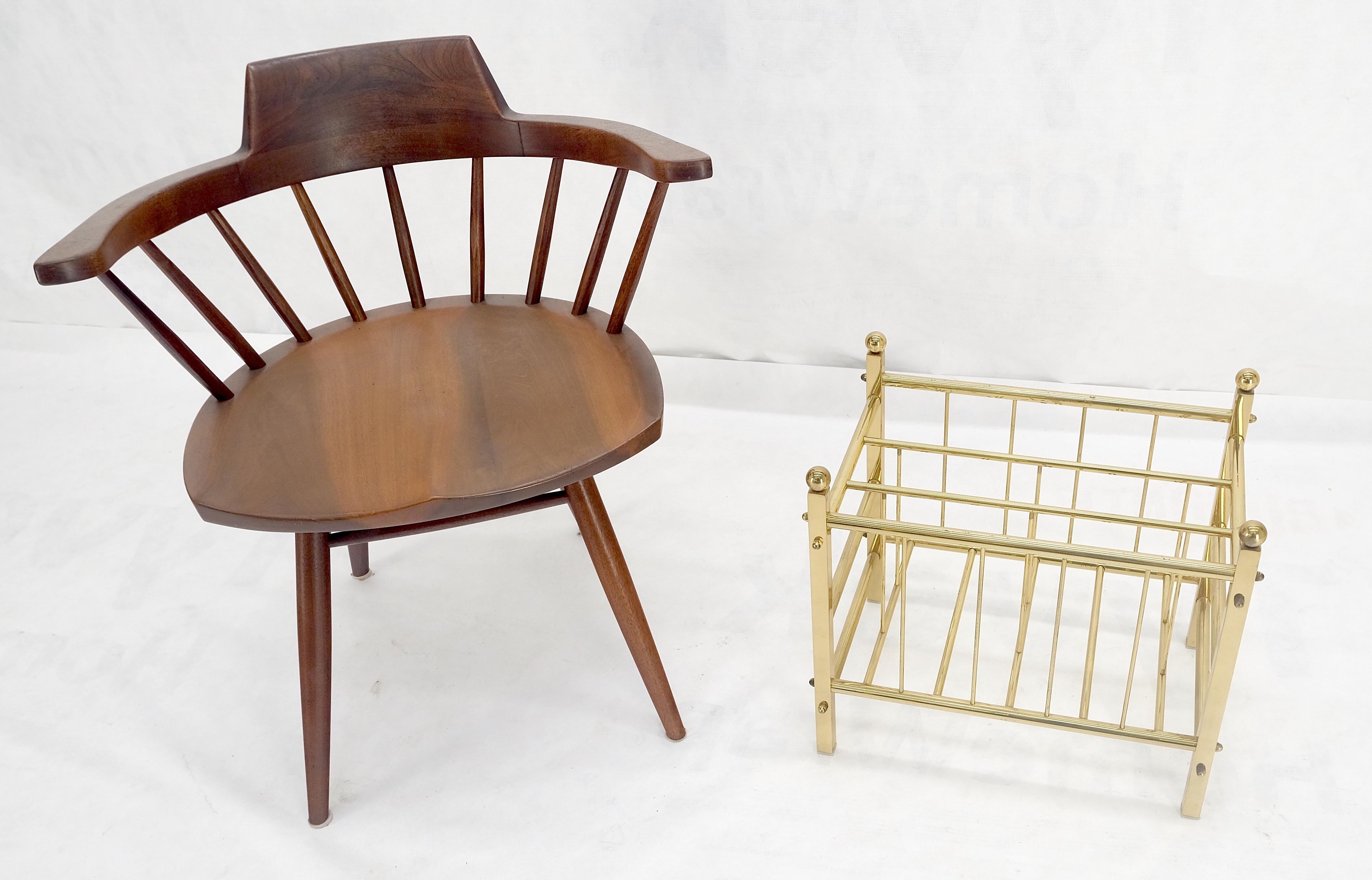 Solid Brass Tube Vintage Mid Century Modern Caddy Magazine Rack Ball Finial MINT In Good Condition For Sale In Rockaway, NJ