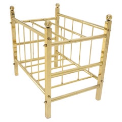 Solid Brass Tube Vintage Mid Century Modern Caddy Magazine Rack Ball Finial MINT