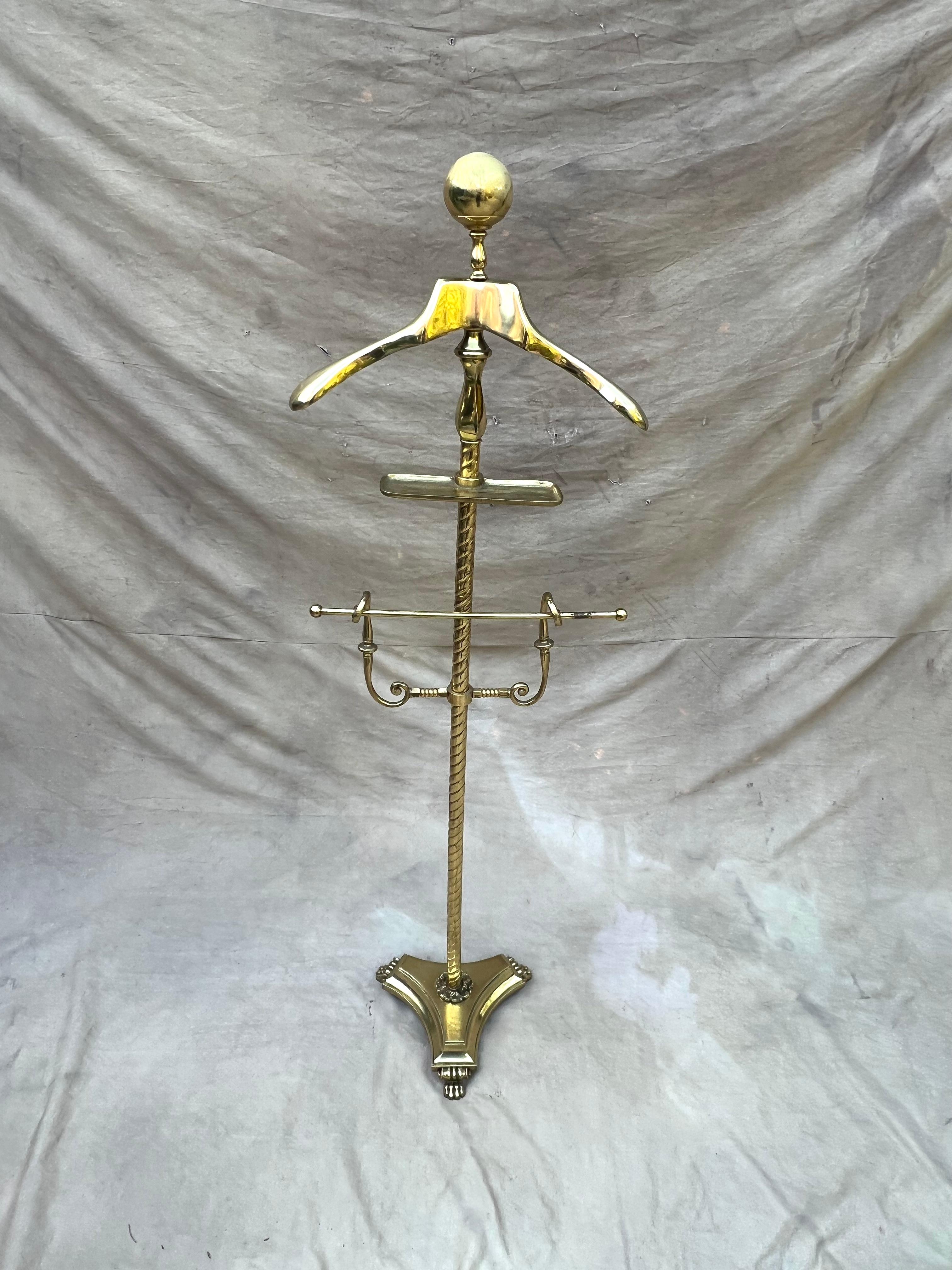 Solid Brass Valet with Change and Pants Holder For Sale 3