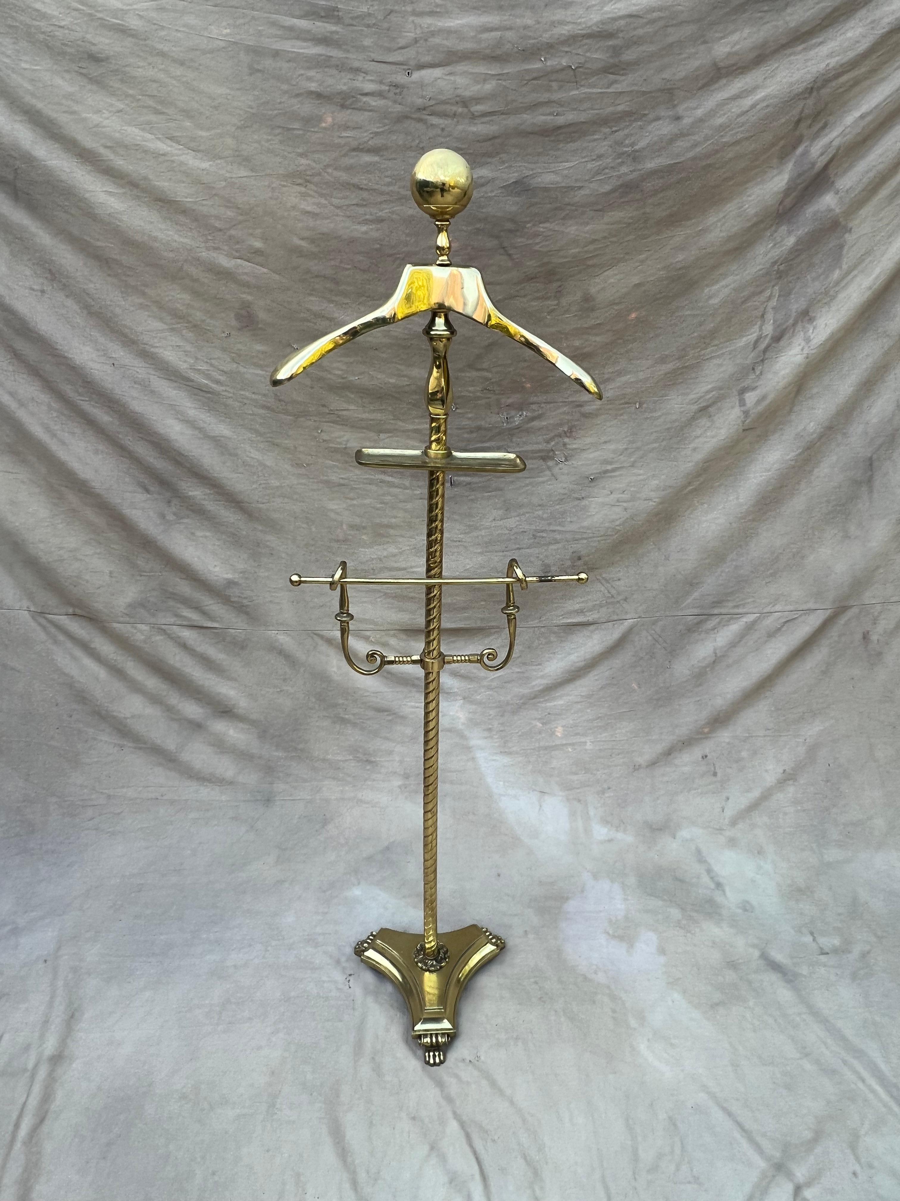 20th Century Solid Brass Valet with Change and Pants Holder For Sale