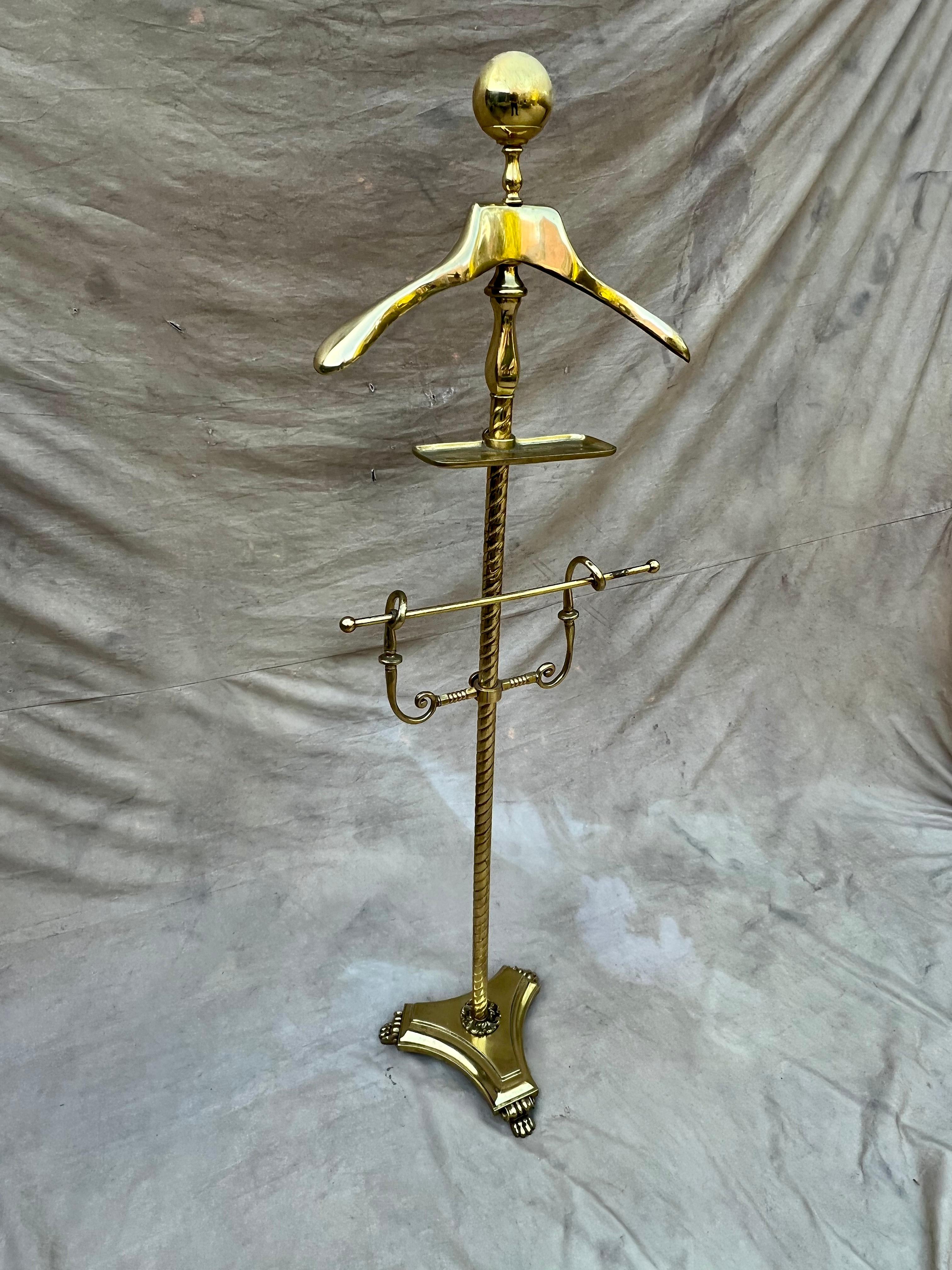 Solid Brass Valet with Change and Pants Holder For Sale 1