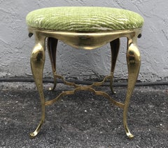 Solid Brass Vanity Stool with Cabriole Legs