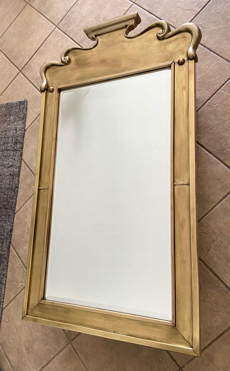 Solid Brass Wall Mirror by Chapman In Fair Condition For Sale In Palm Springs, CA