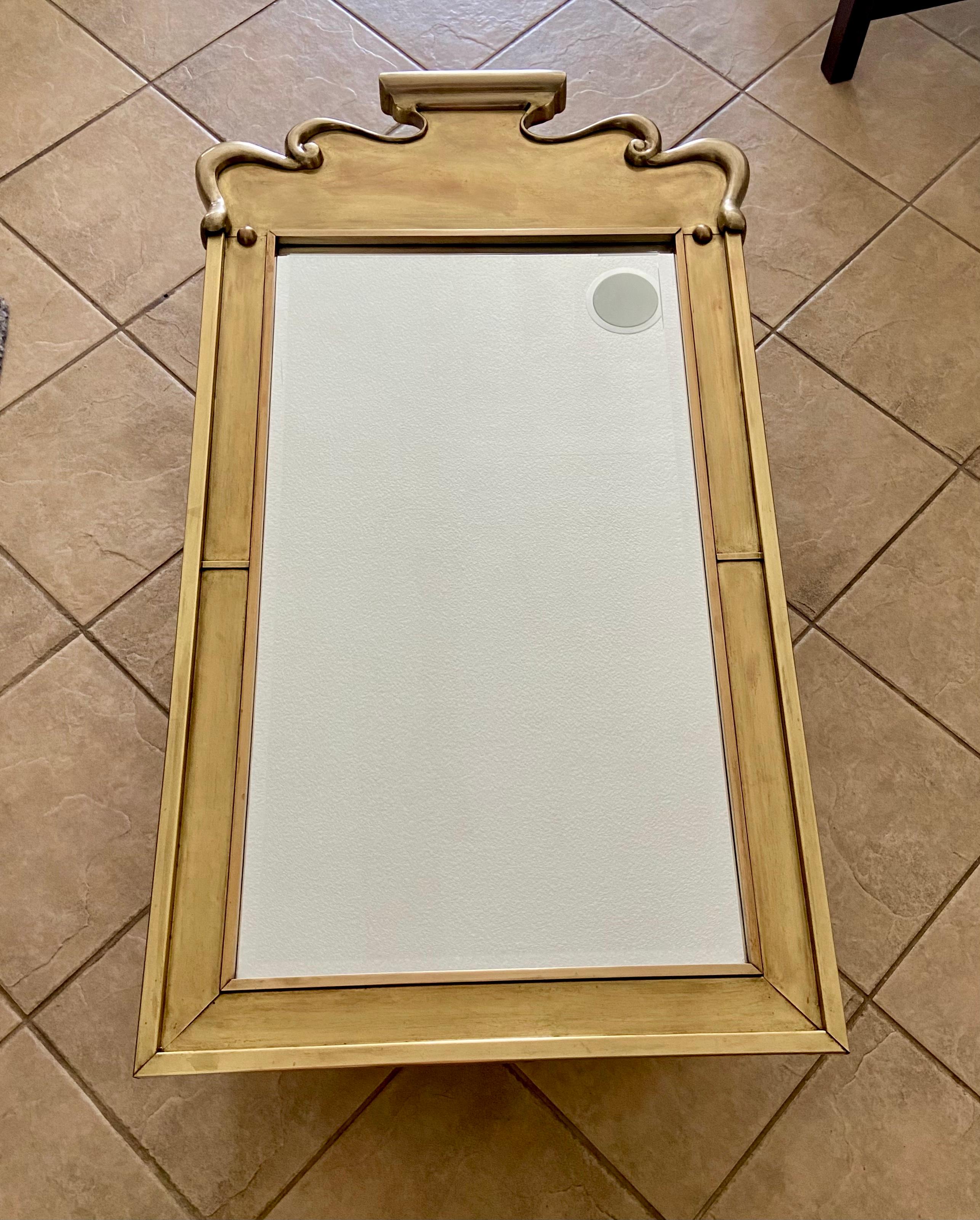 Solid Brass Wall Mirror by Chapman In Fair Condition In Palm Springs, CA