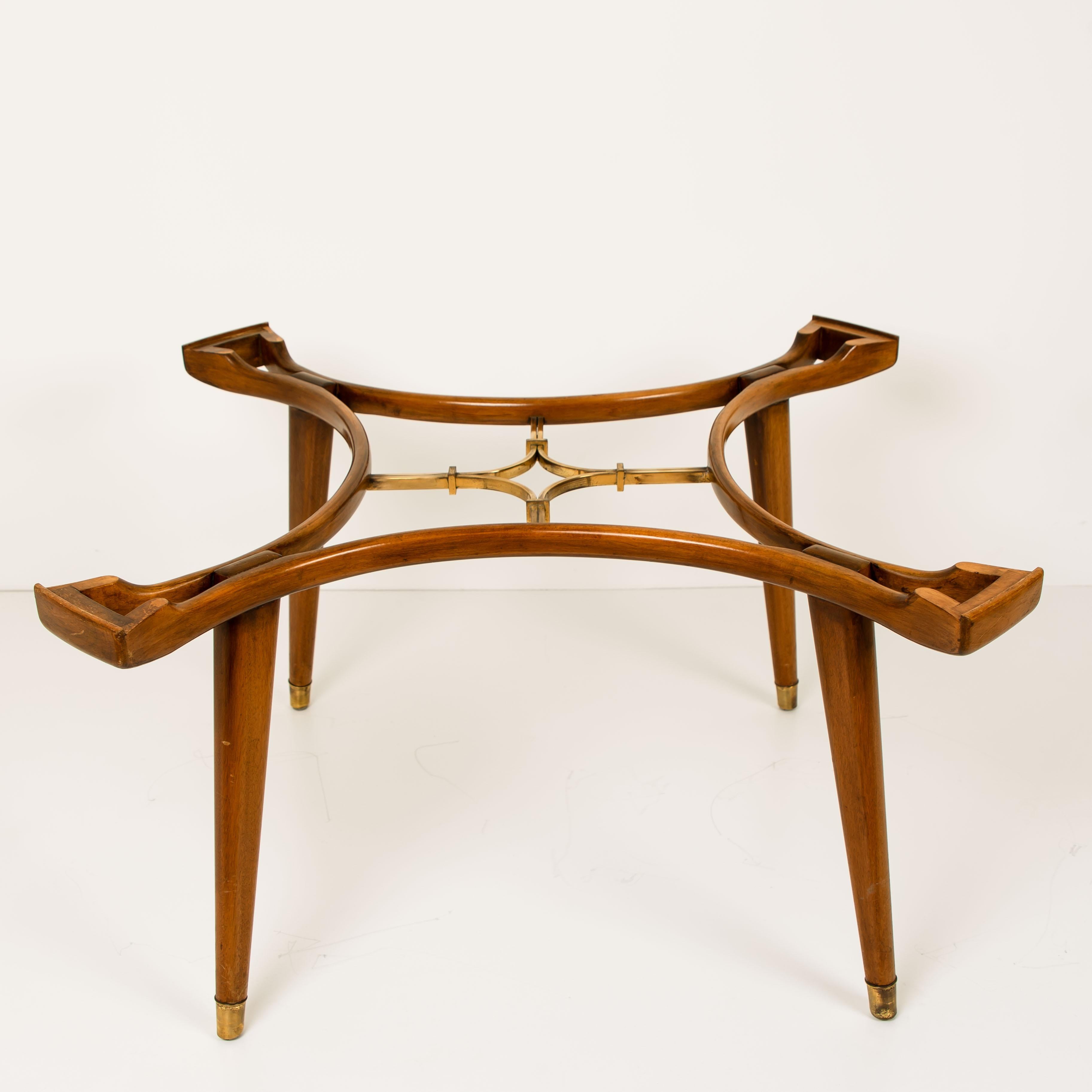 Dutch Solid Brass Walnut Glass Table, by William Watting, Produced by Fristho, 1950s For Sale
