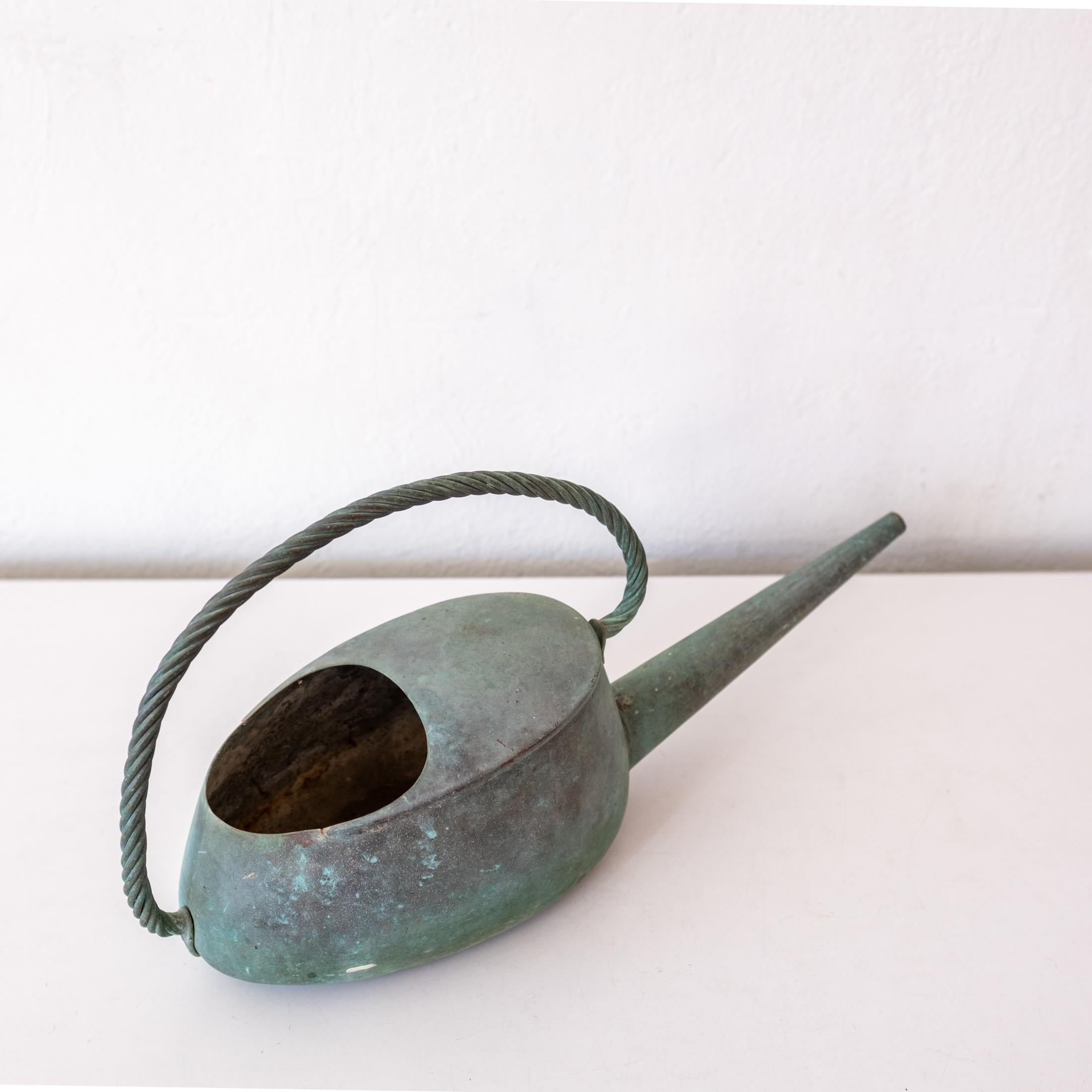 Mid-20th Century Solid Brass Watering Can Signed For Sale