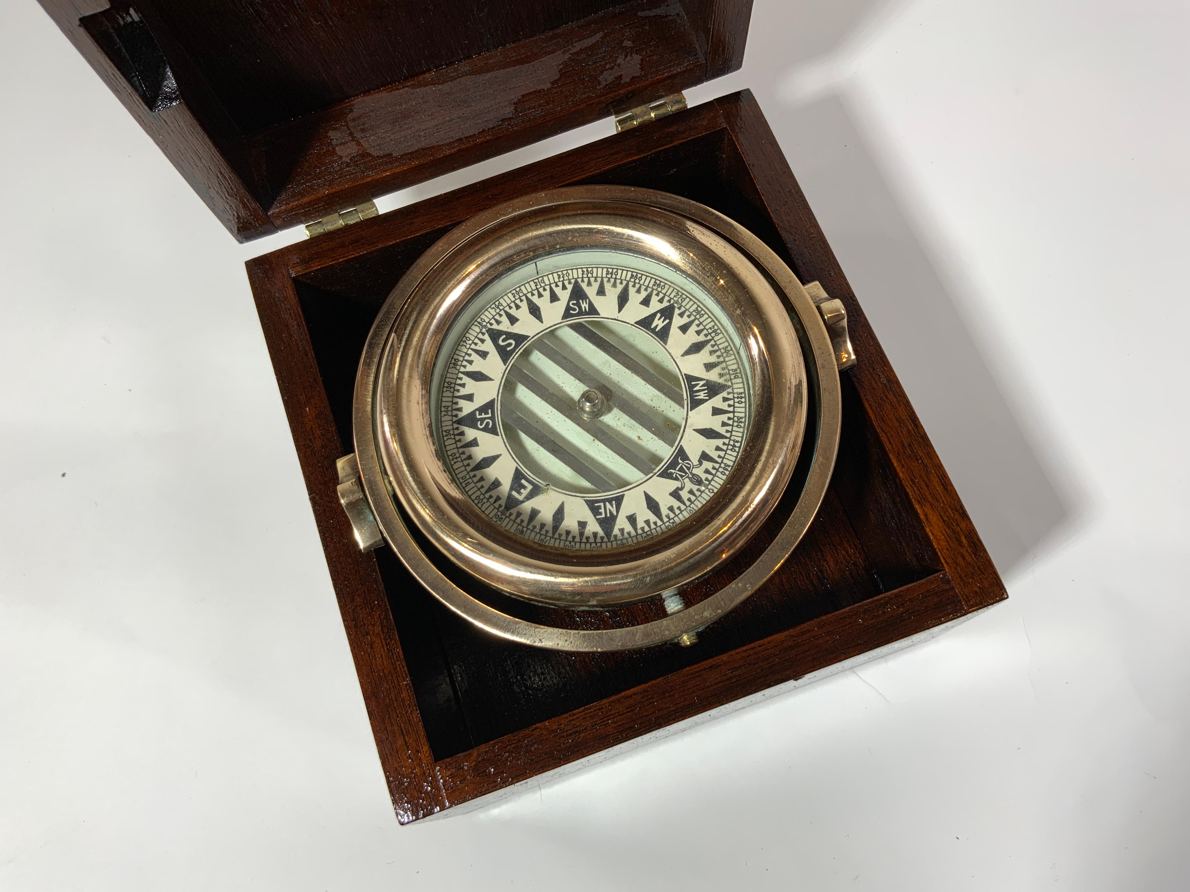 American Solid Brass Wilcox Crittenden Yacht Boxed Compass