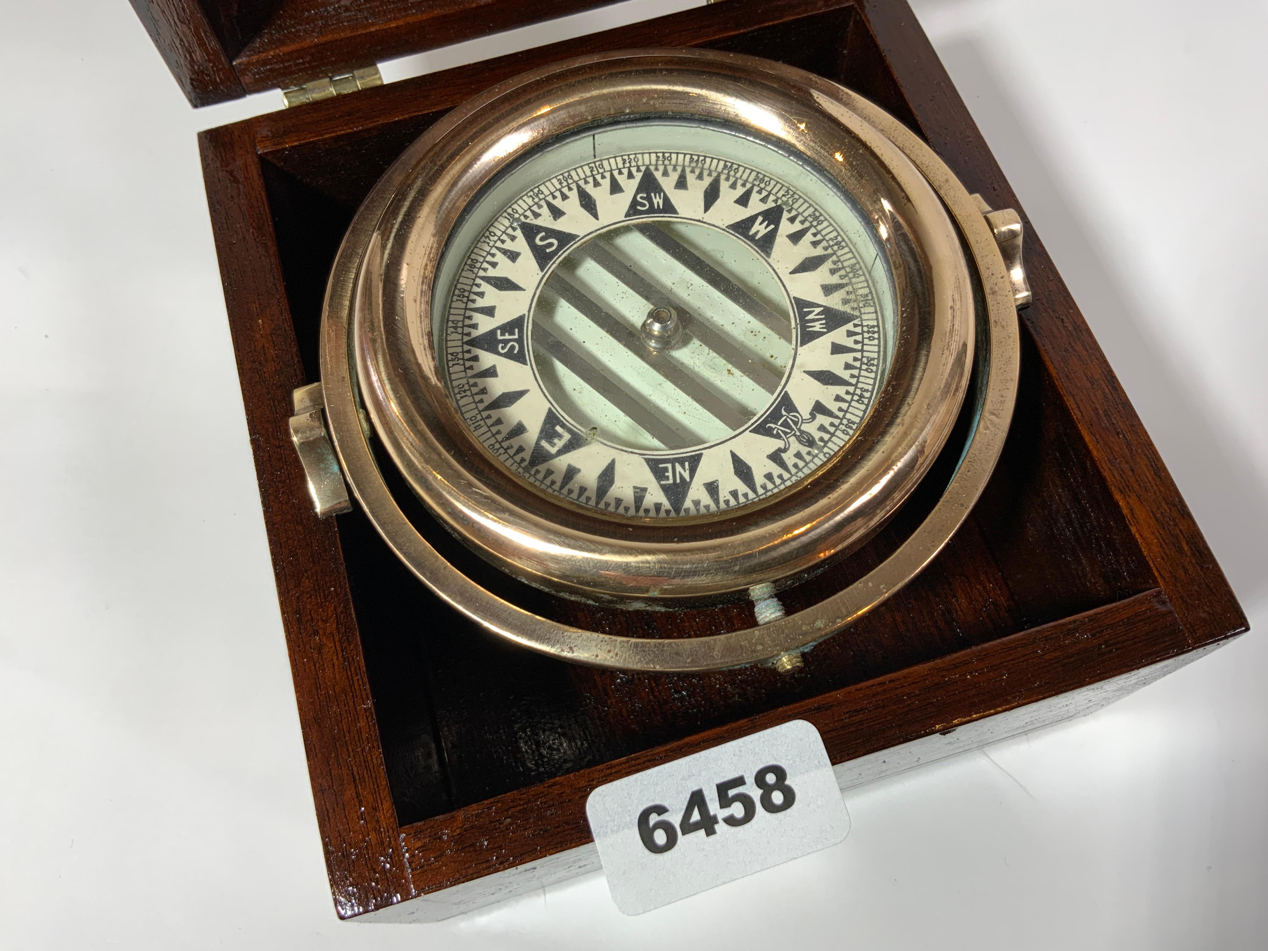 Solid Brass Wilcox Crittenden Yacht Boxed Compass In Excellent Condition In Norwell, MA