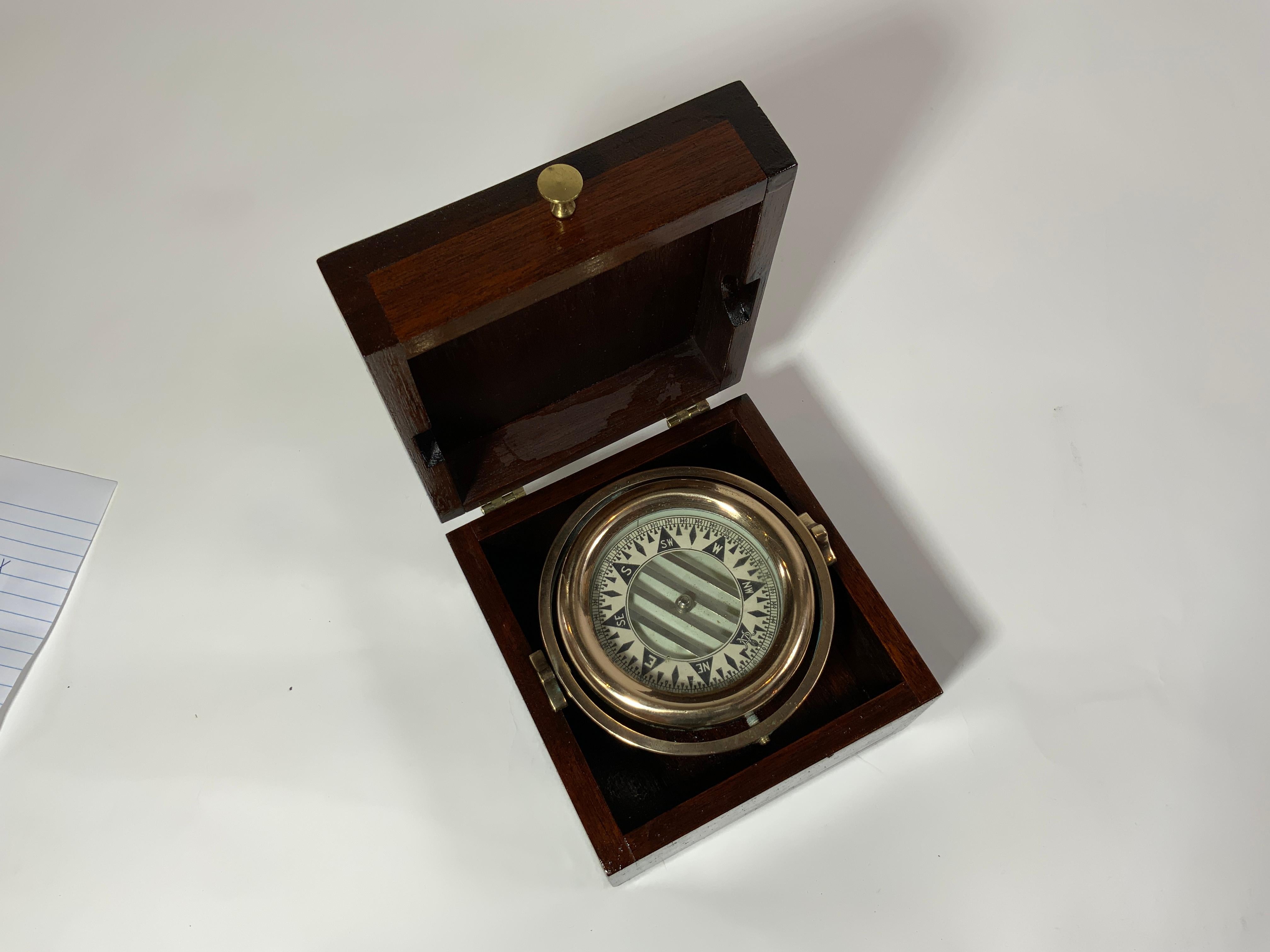 Wood Solid Brass Wilcox Crittenden Yacht Boxed Compass