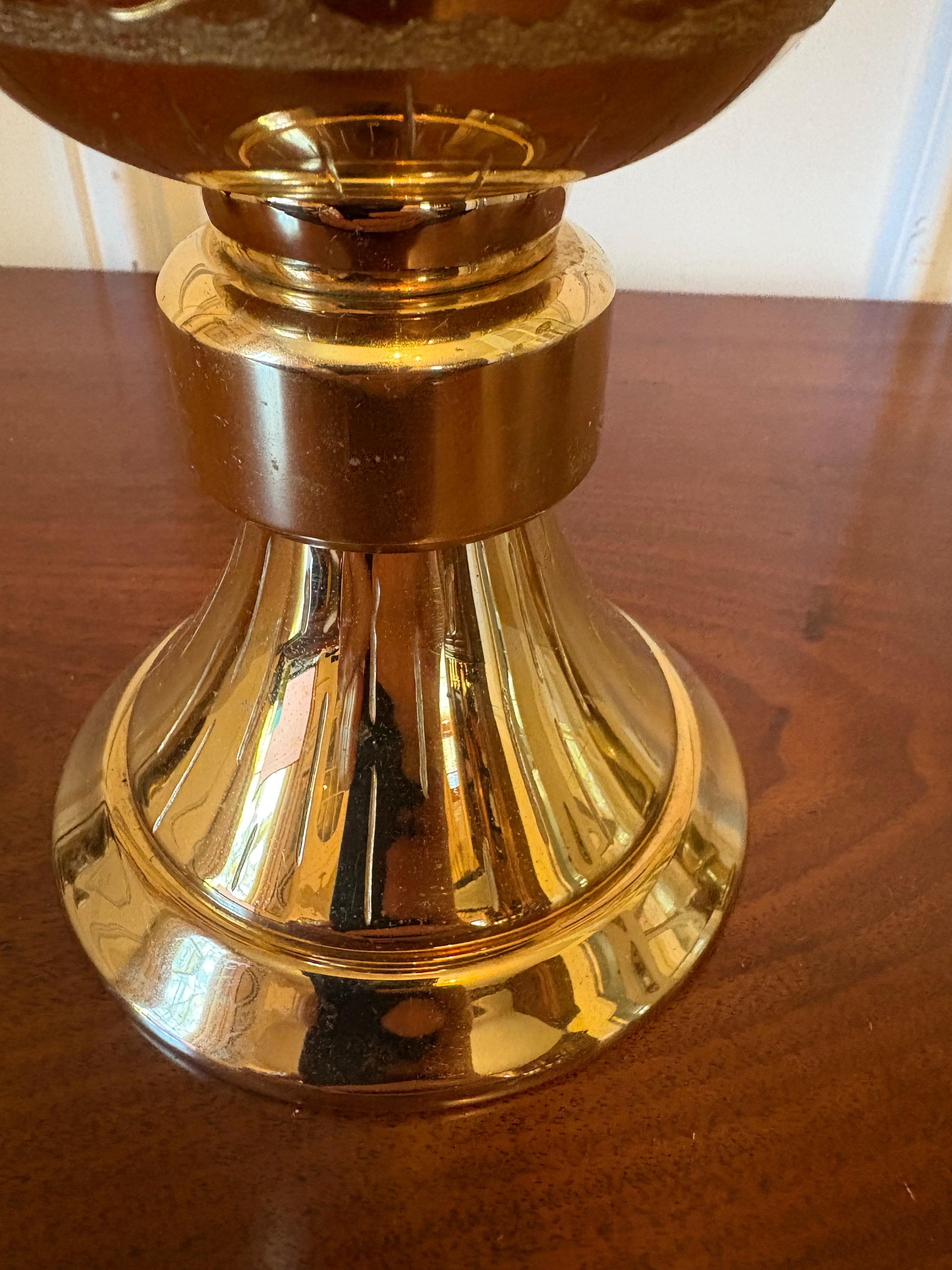 Solid Brass Wine Goblet or Chalice, Early 20th Century.  Decorated with images of Jesus and his twelve apostles.  7.75” h x 4.75” diameter
