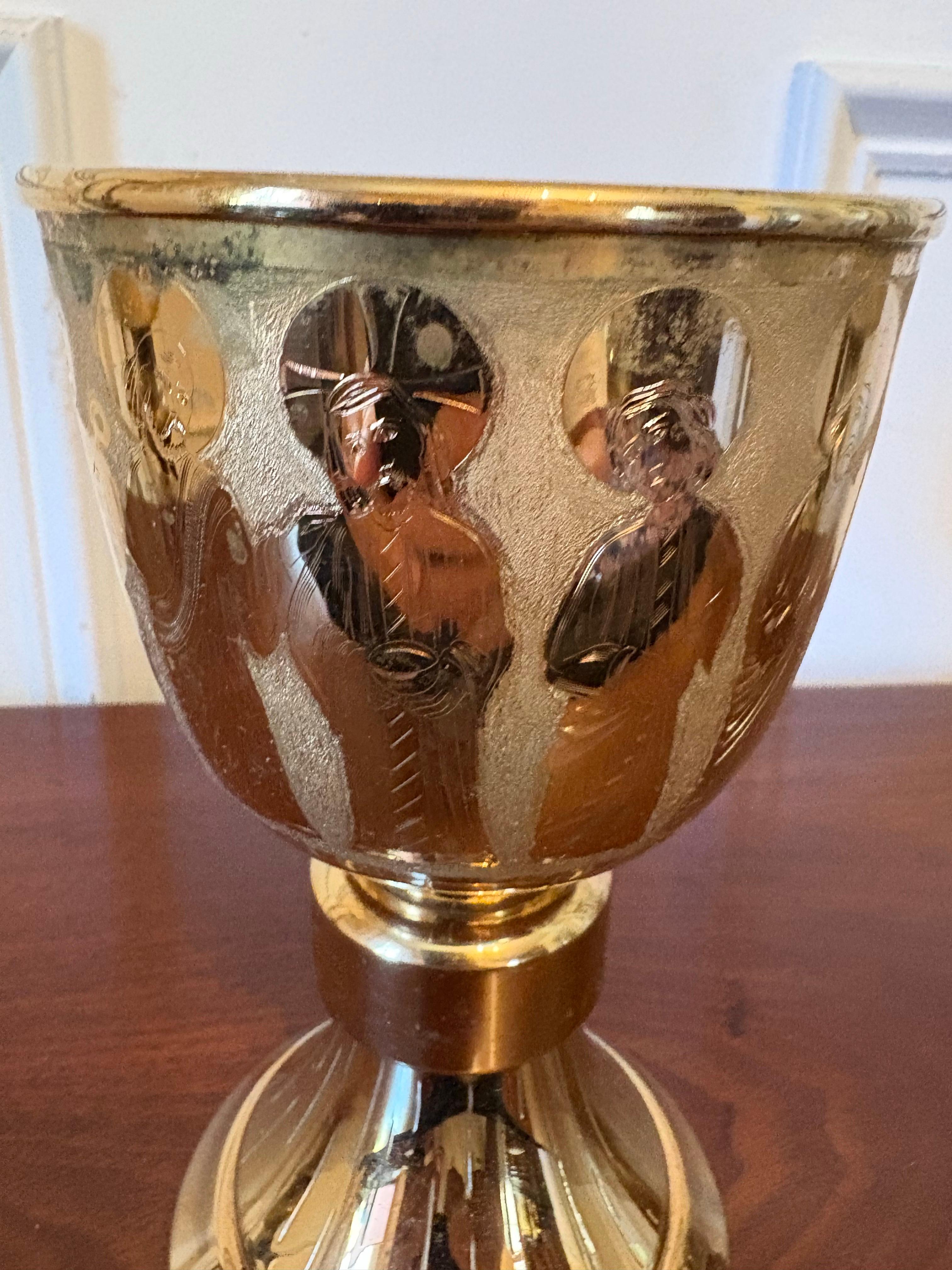 American Solid Brass Wine Goblet or Chalice, Early 20th Century For Sale