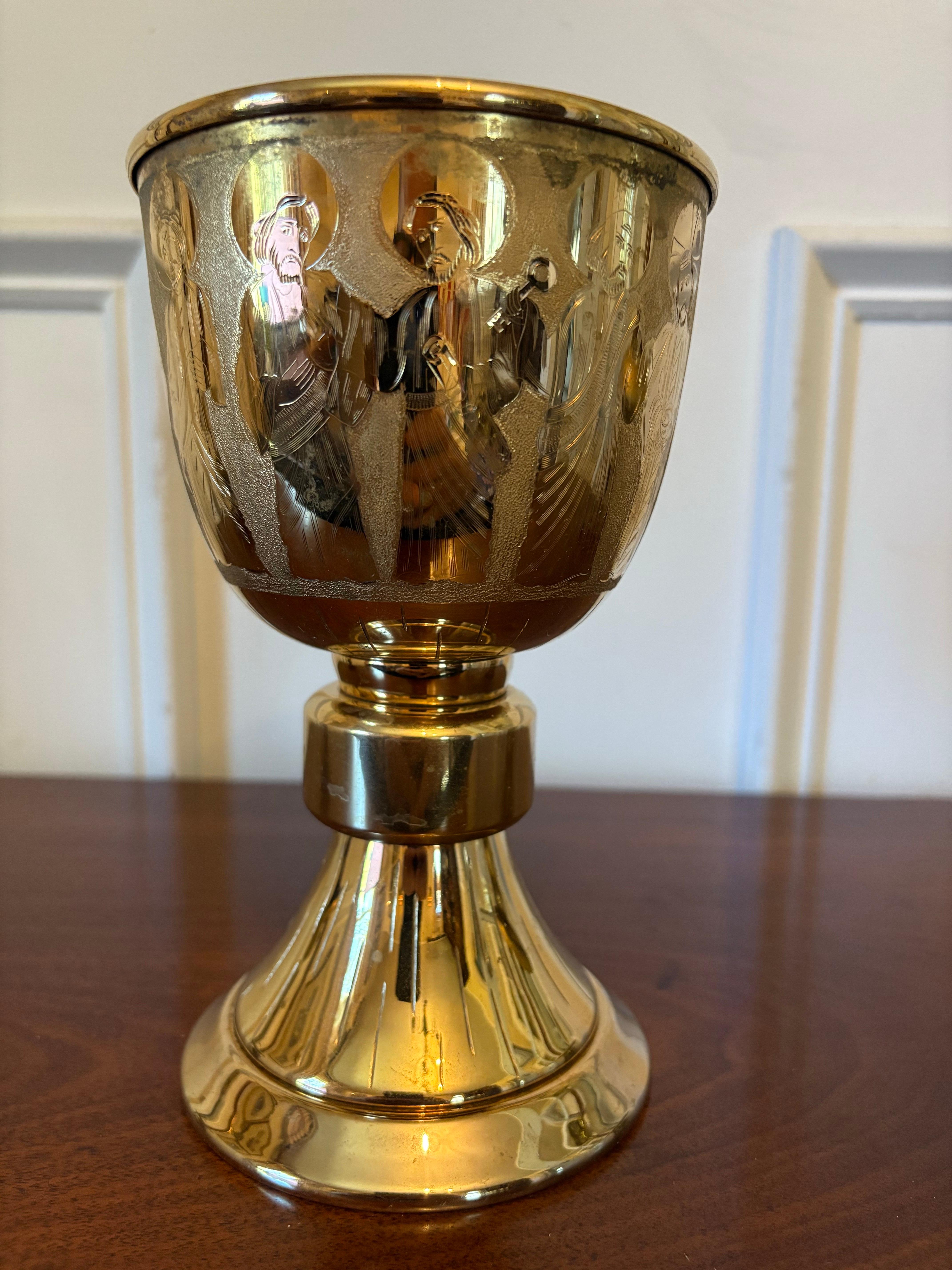 Solid Brass Wine Goblet or Chalice, Early 20th Century For Sale 2
