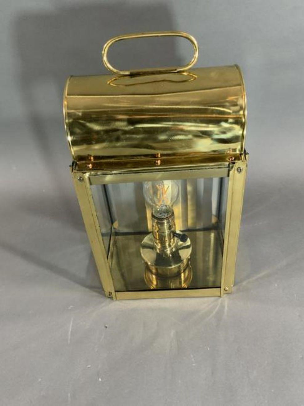 Solid Brass Yacht Cabin Lantern In Good Condition For Sale In Norwell, MA