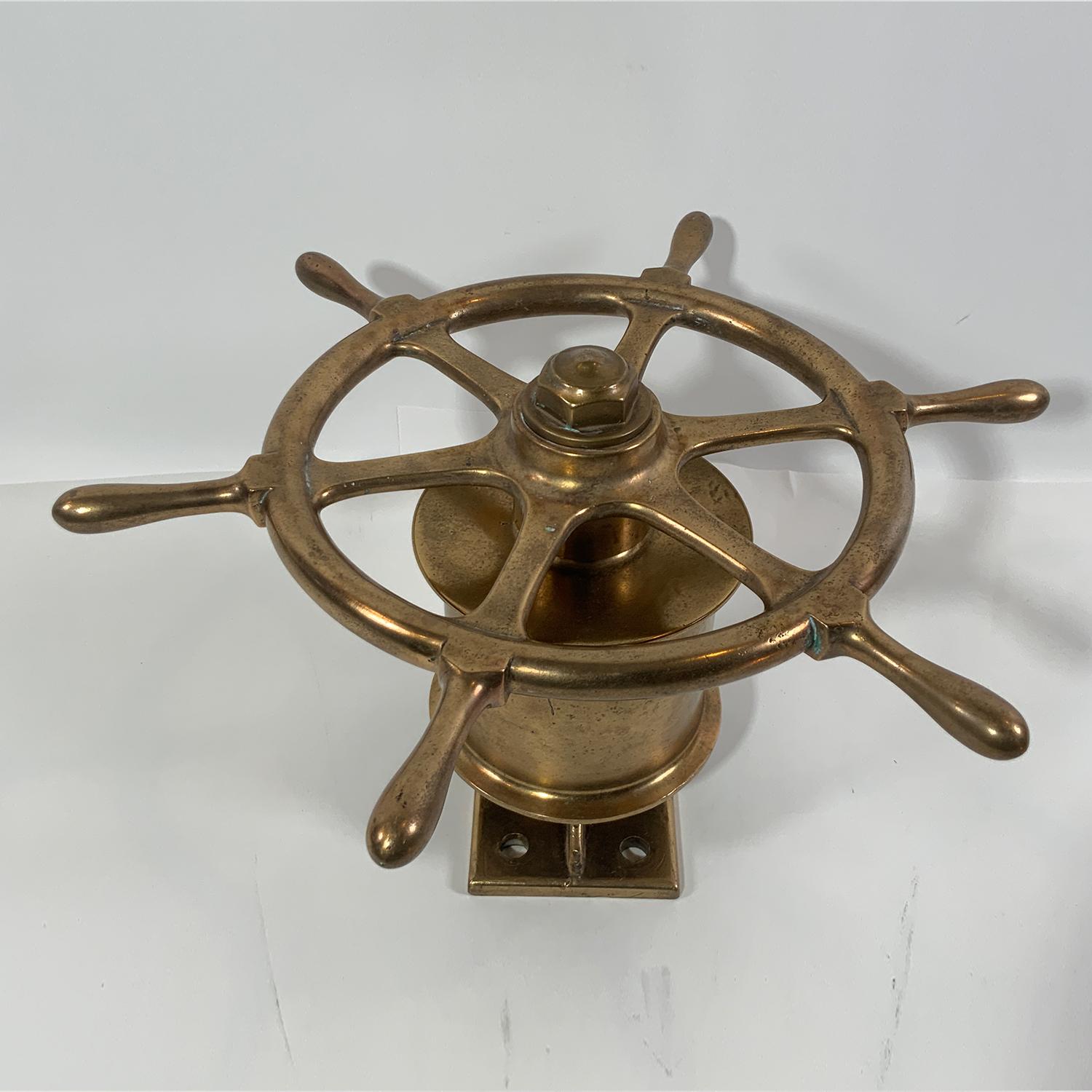 Lacquered Solid Brass Yacht or Boat Wheel