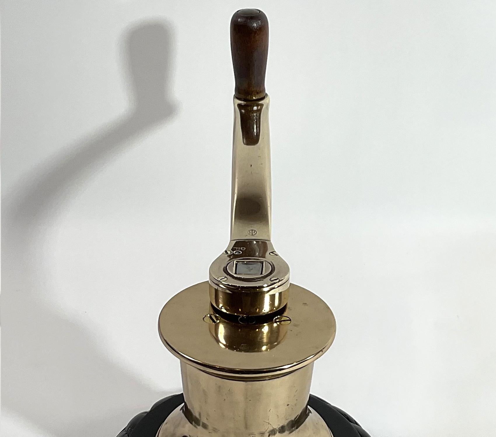 Solid Brass Yacht Winch on Mahogany Base For Sale 3