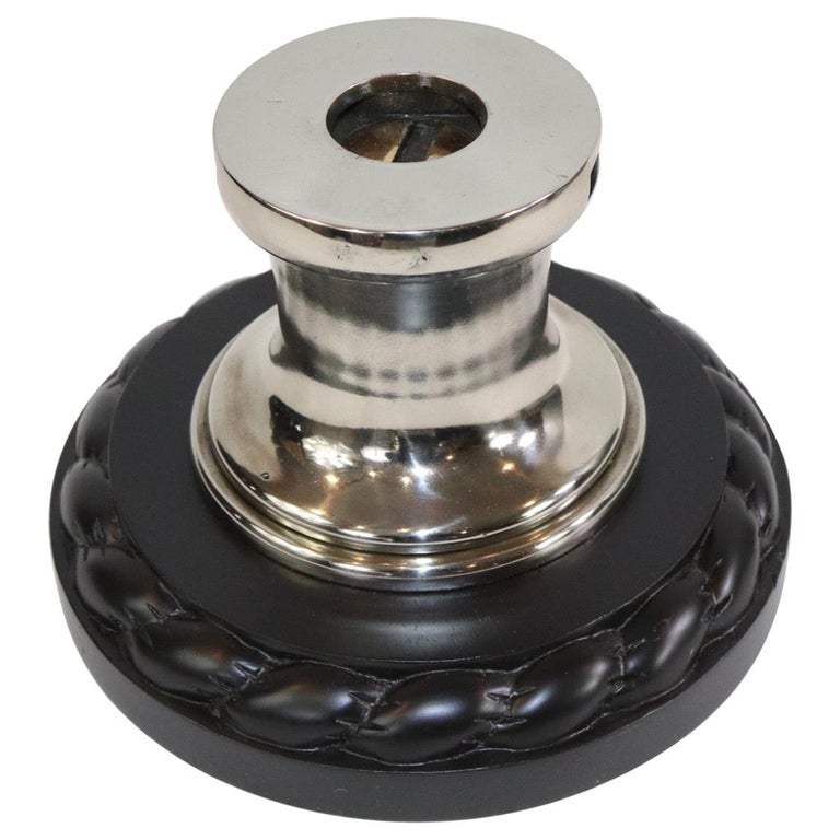 Solid Brass Yacht Winch on Mahogany Base For Sale at 1stDibs