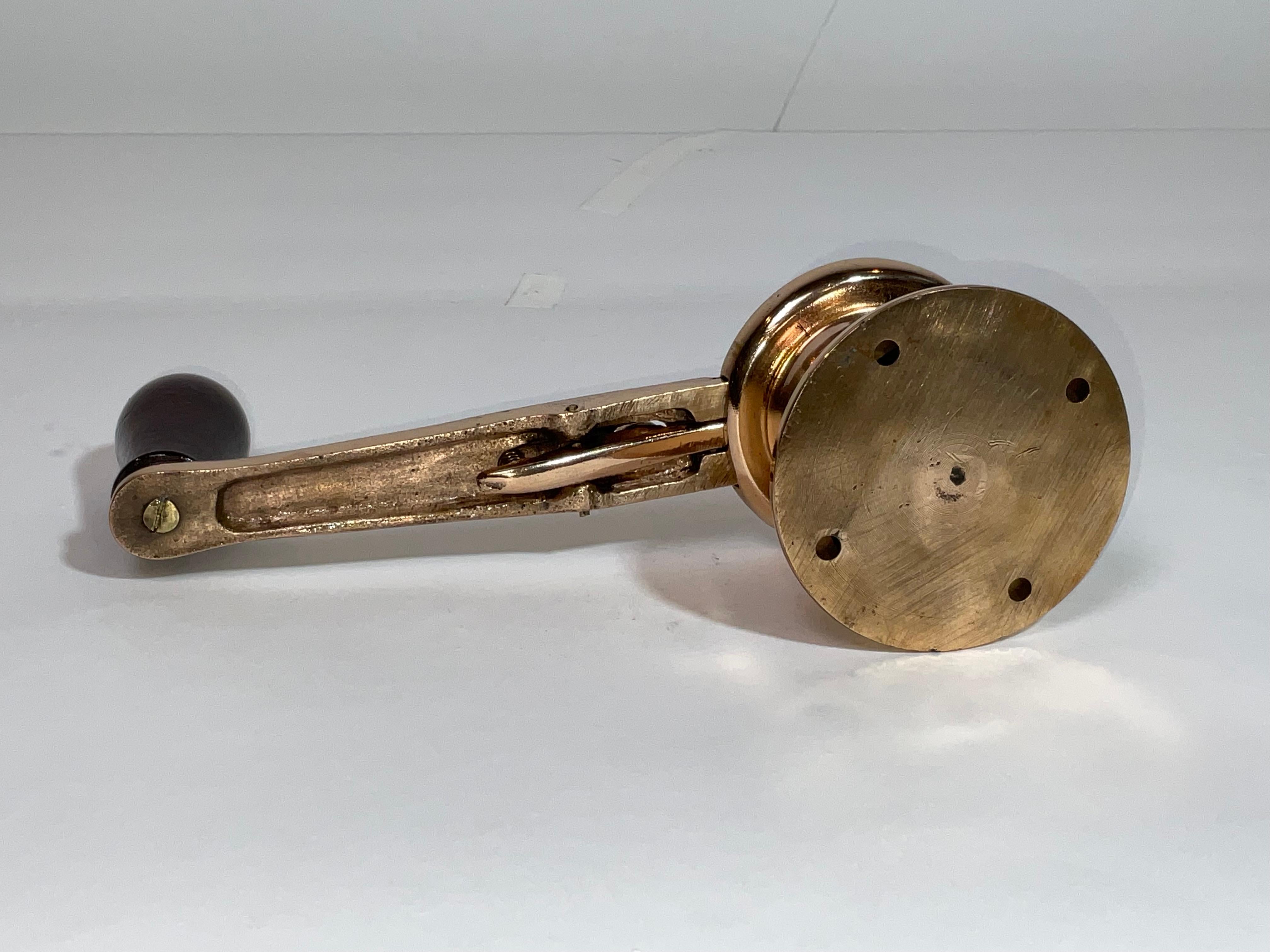 Solid Brass Yacht Winch with Handle from 1930s im Angebot 2