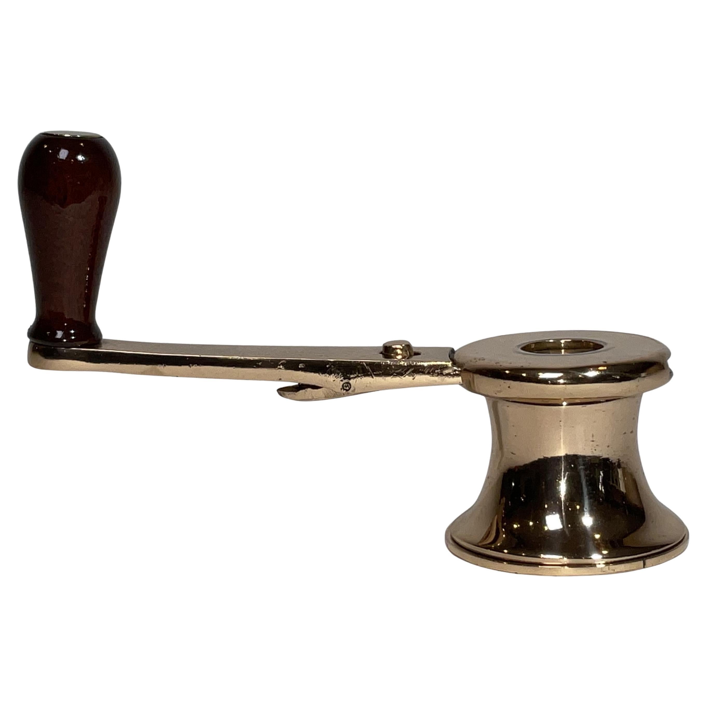 Solid Brass Yacht Winch with Handle from 1930s