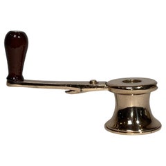 Solid Brass Yacht Winch with Handle from 1930s