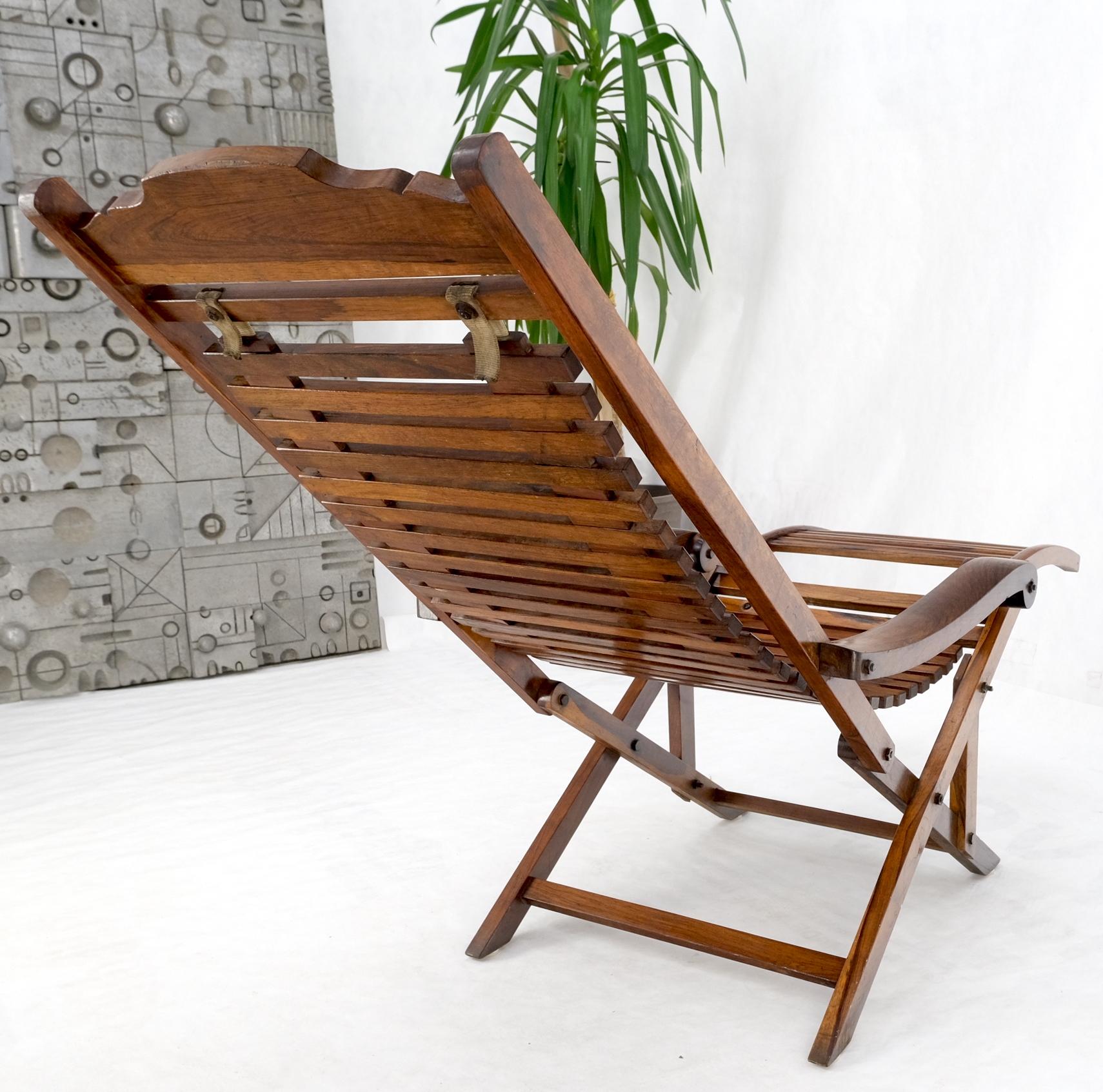 Solid Brazilian Rosewood Planks Adjustable Sling Chaise Lounge Chair Carved  For Sale 11