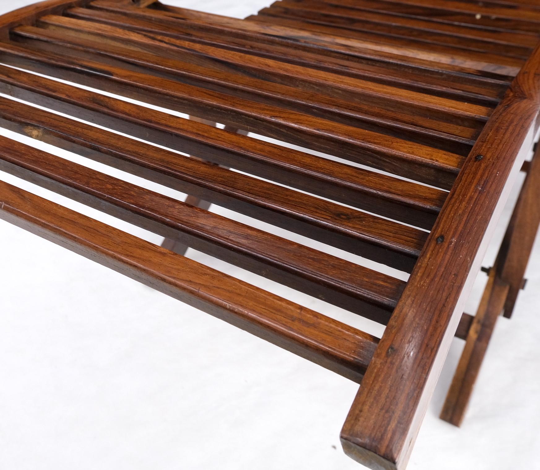 Lacquered Solid Brazilian Rosewood Planks Adjustable Sling Chaise Lounge Chair Carved  For Sale