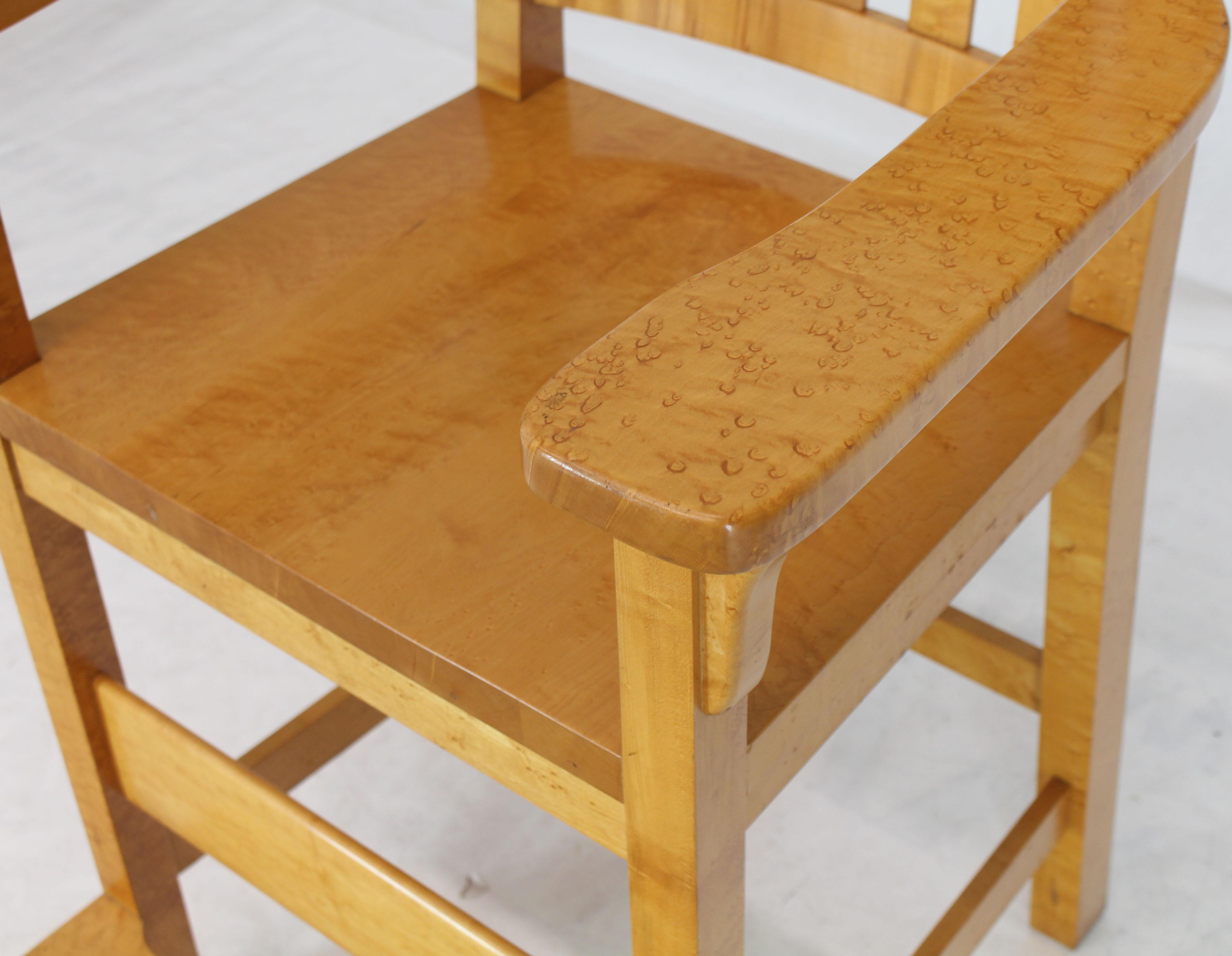 Lacquered Solid Brid’s-Eye Maple High Pool Chairs Bar Stools For Sale