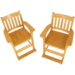 Solid Brid’s-Eye Maple High Pool Chairs Bar Stools