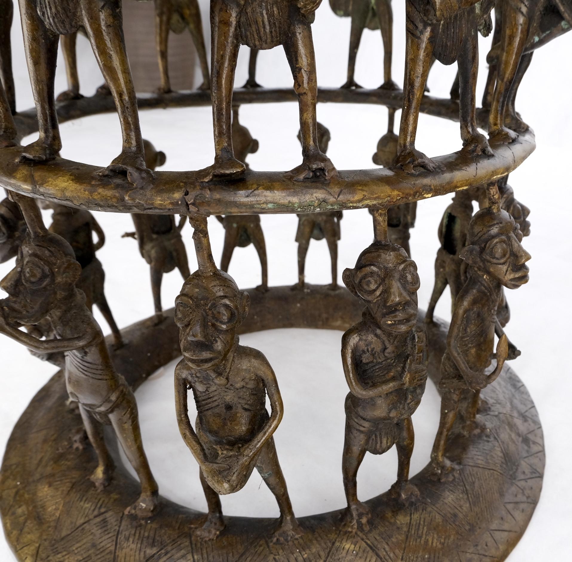 Solid Bronze 44 Figurines African Cameroon Bronze Figurative Throne Chair For Sale 1