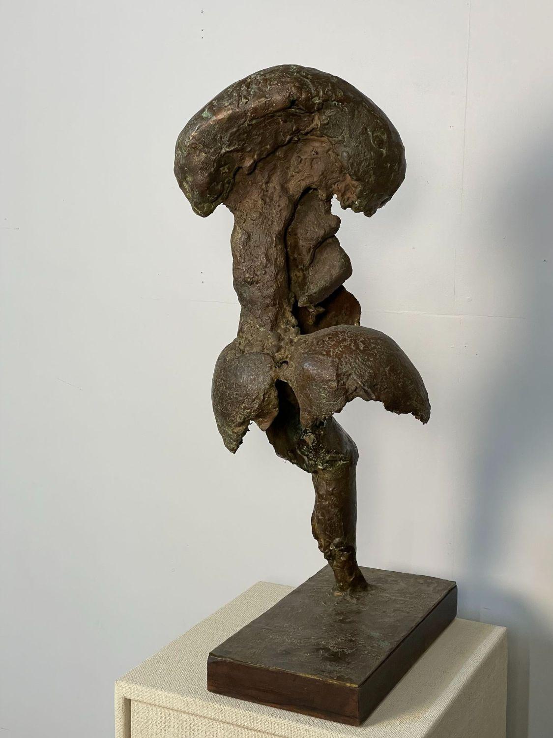 Solid Bronze Abstract Sculpture / Statue, Organic Form Mid-Century Modern 1