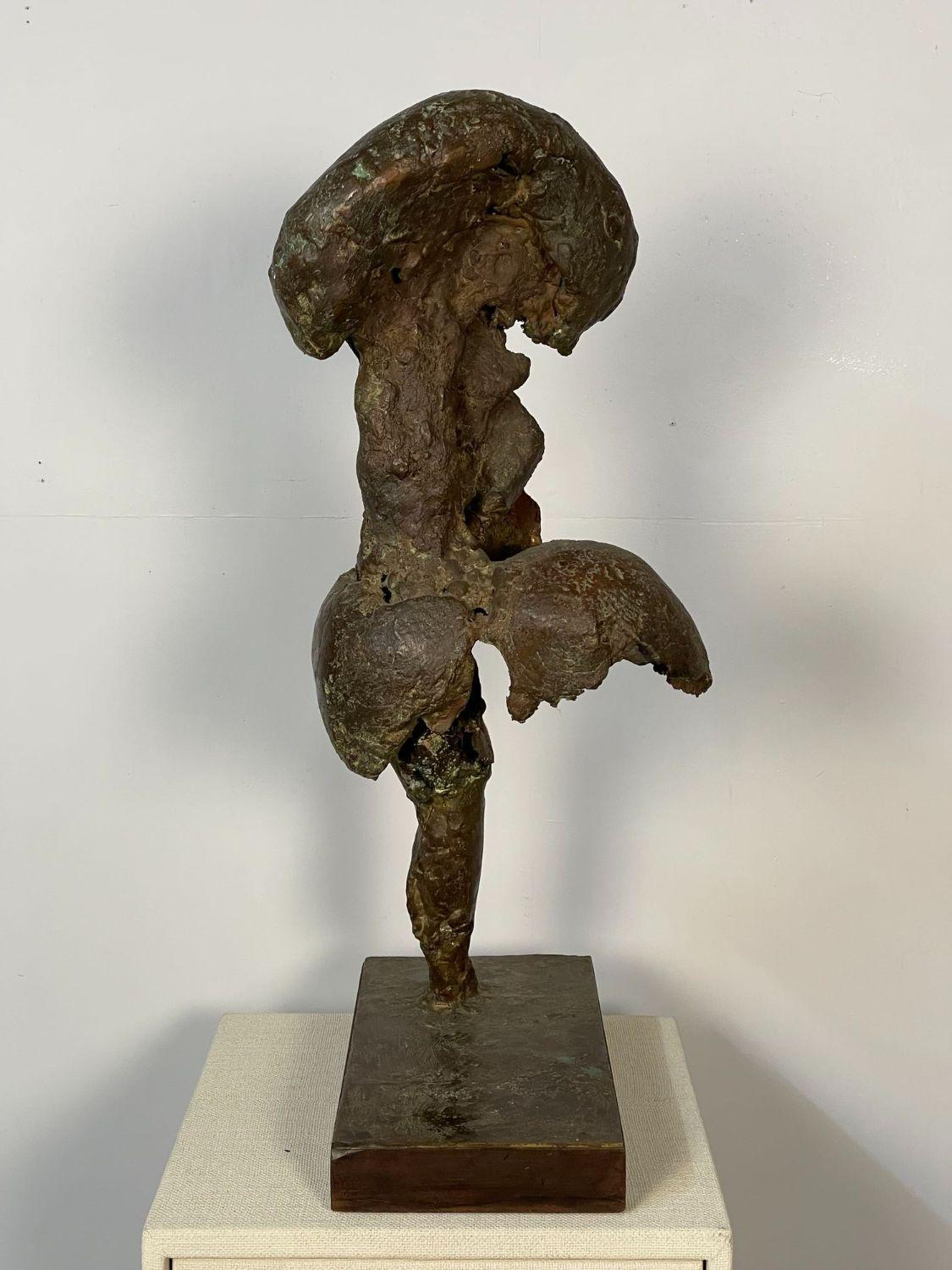 Abstrakte Skulptur/Statue aus massiver Bronze, organische Form, Moderne der Mitte des Jahrhunderts im Angebot 2