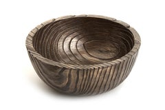 Solid Bronze "Alpine" Vessel or Bowl with Wood Texture and Blackened Patina
