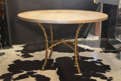 Solid Bronze and Faux Shagreen Center Table in the Style of Maison Bagues