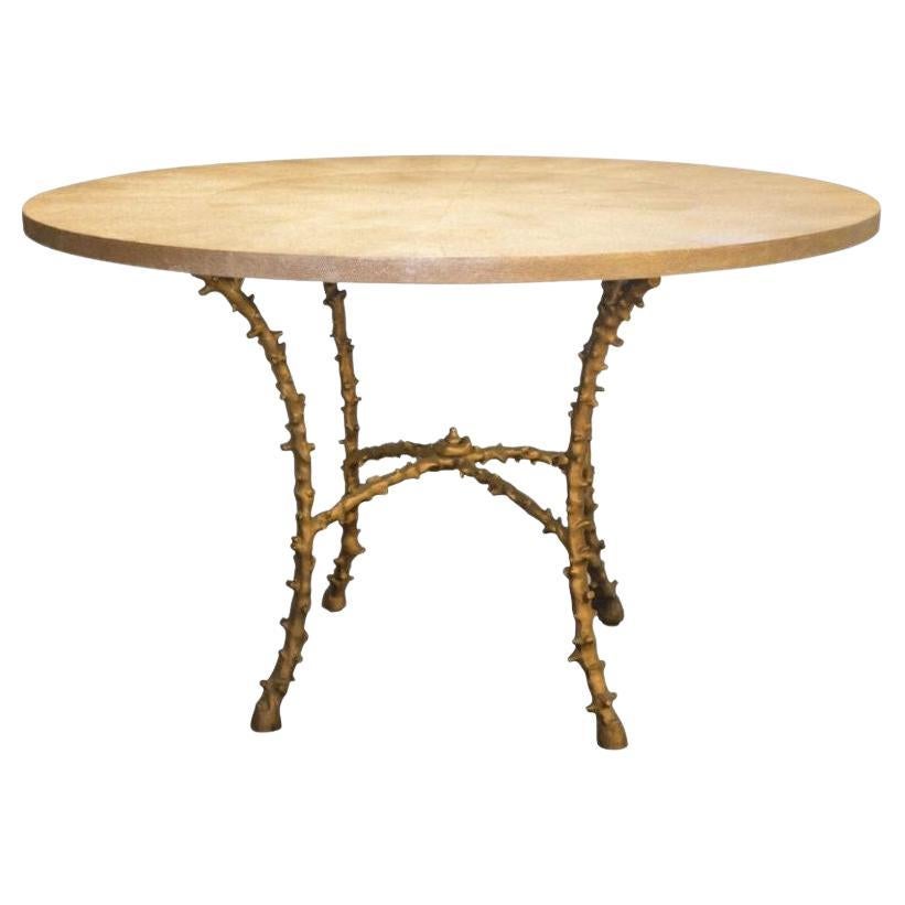 Solid Bronze and Faux Shagreen Center Table in the Style of Maison Bagues
