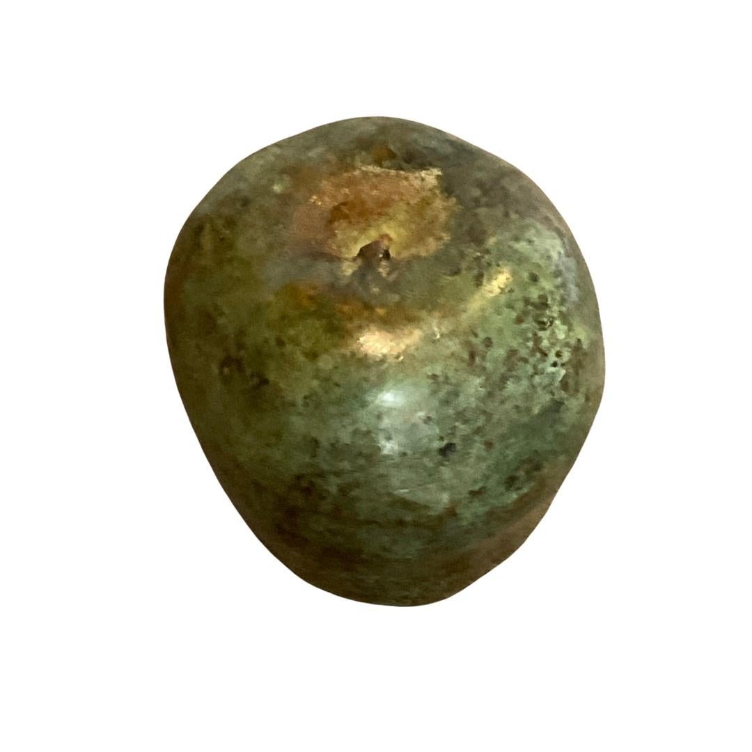 Whimsical Bronze Apple Sculpture

Green Tone Patina with Darker Bronze Accents

Paperweight or Display 